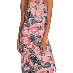 Billabong Woman's sz s pink floral aloha babe midi dress summer vacation casual